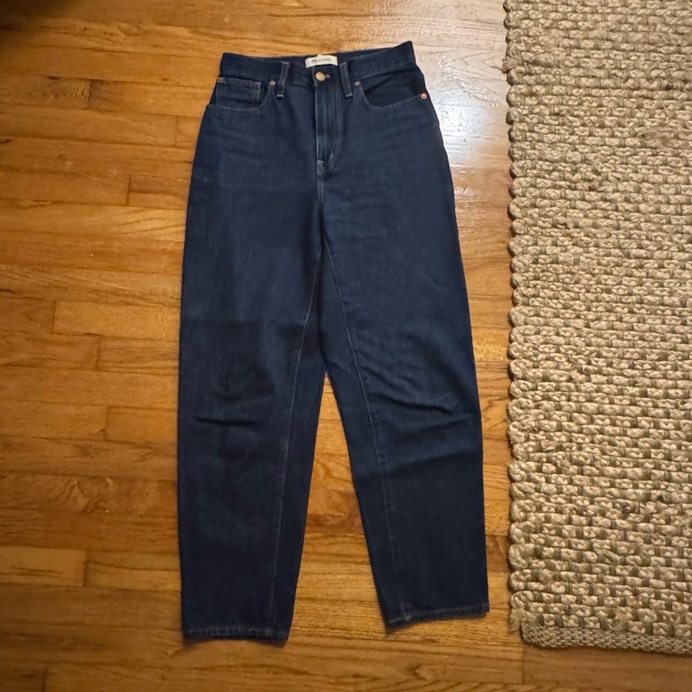Madewell Baggy Taper Dark Blue High-Waisted Jeans